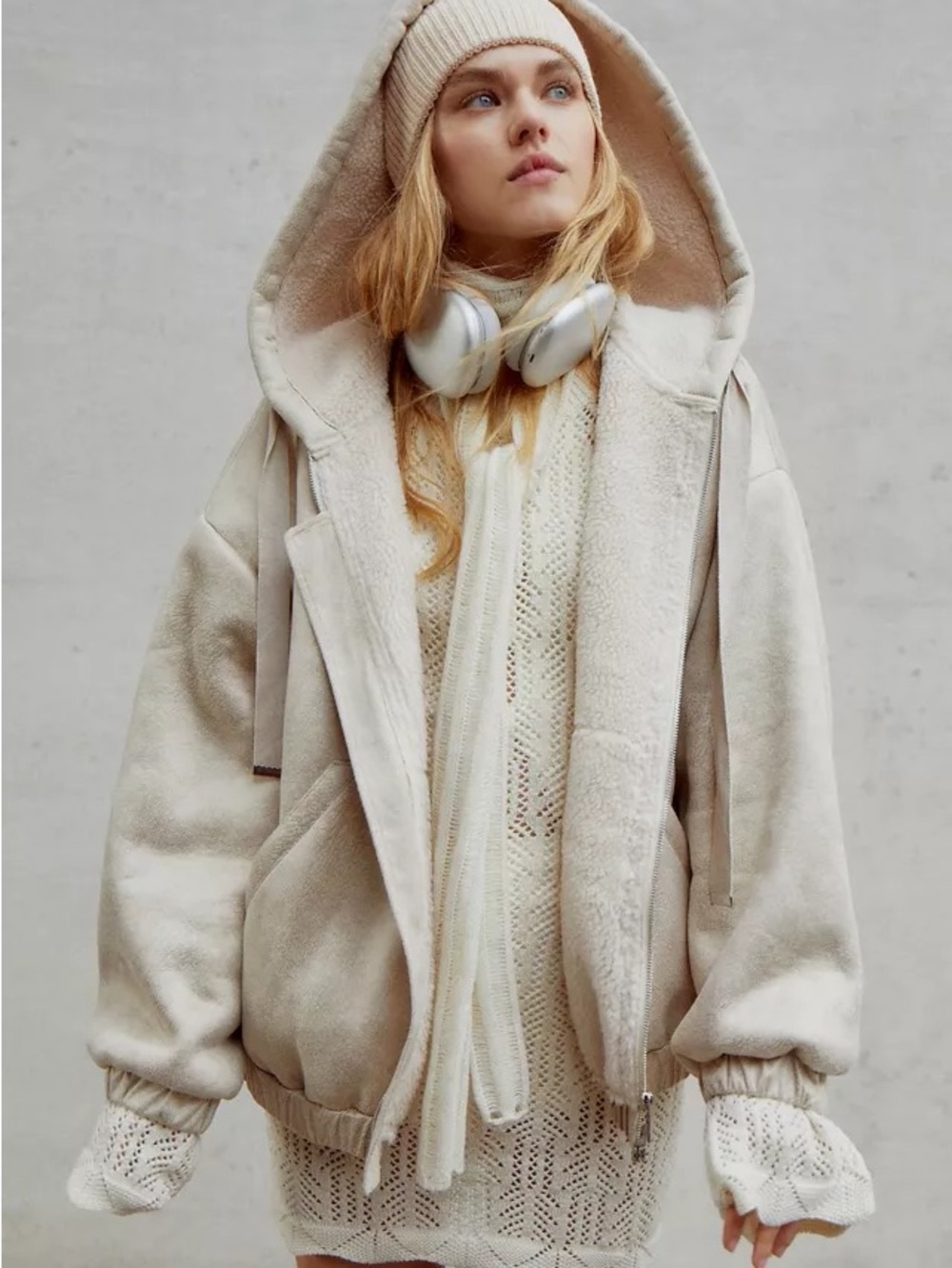 Urban Outfitters faux suede hoodie jacket